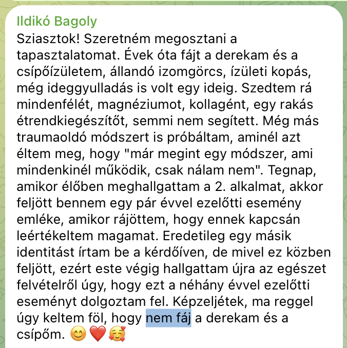 Bagoly Ildikó visszajelzése
